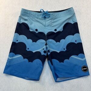 ONeill Mens Blue Wave Cloud Print Board Shorts Surf Swim Trunks Size 32